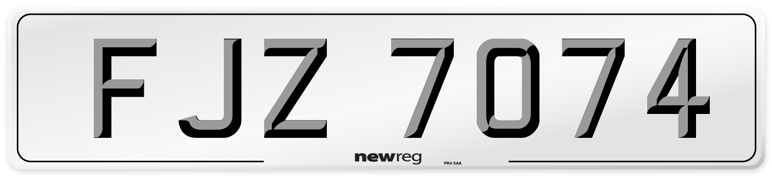 FJZ 7074 Number Plate from New Reg